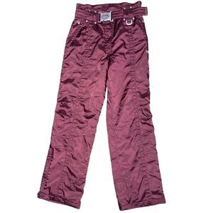 Killy ski snowboard snow pants maroon satin look belted